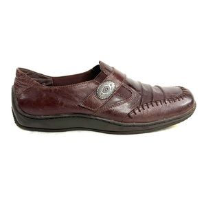 Walking Cradles Women Size 9 Brown Leather Comfort Flat Shoe Hook Loop Strap